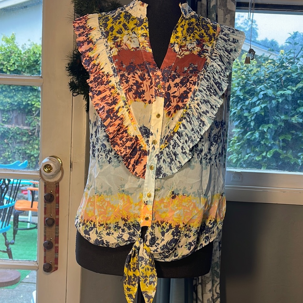 Bebé zero sleeve colorful print blouse